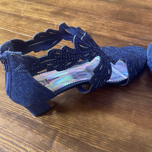 Womens Wedding Bridal Low Heel Glitter Rhinestone Dress Casual Sandal Shoes 11 - Picture 9 of 14